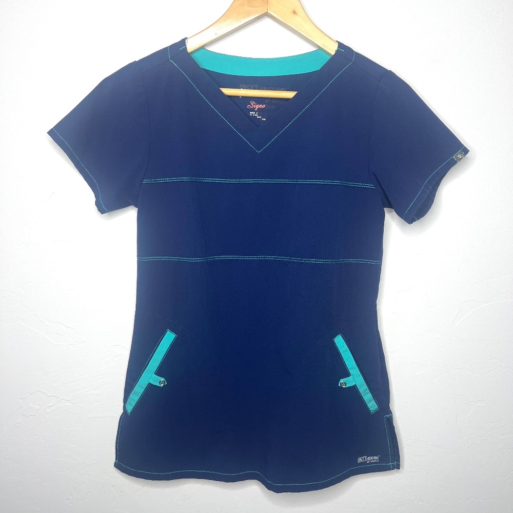 Grey's Anatomy Scrub Top Navy blue with teal